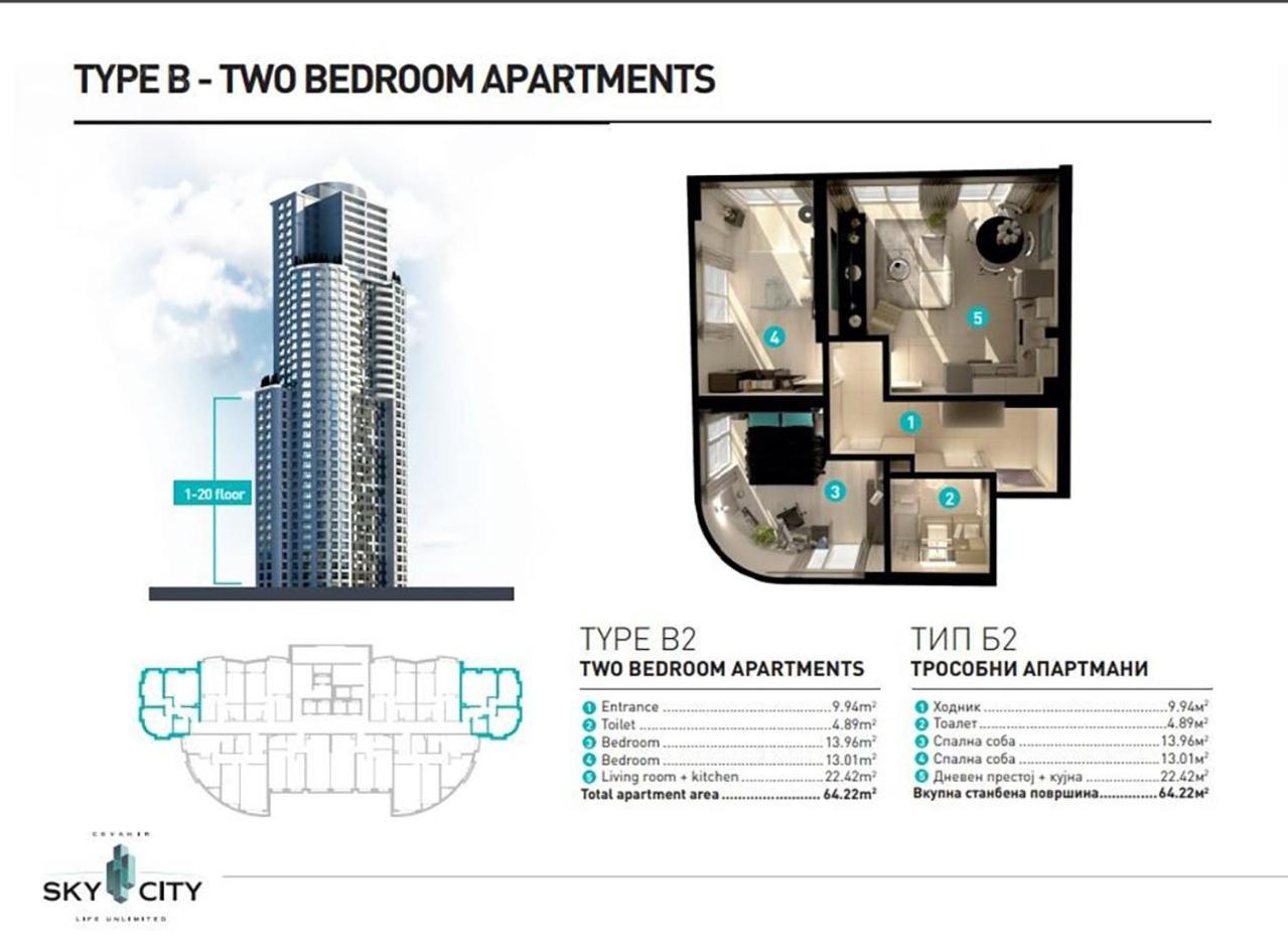 19Th & 18Th Floor Secure Apartments With Pool & Fitness & Parking Included In Price Skopje Luaran gambar